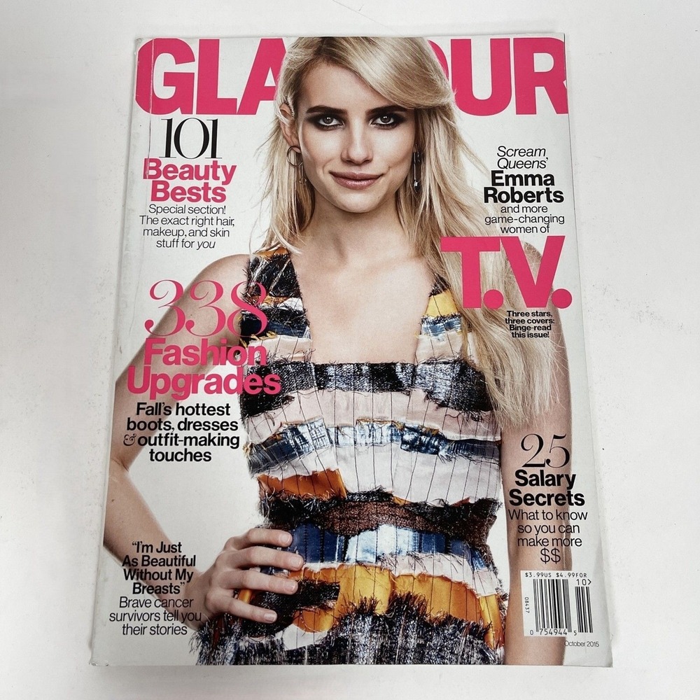 Glamour‎ Magazine October 2015 Emma Roberts 101 Beauty Bests Fashion Upgrades